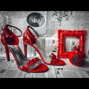 Givenchy Women's Red Ankle-strap Python Sandals